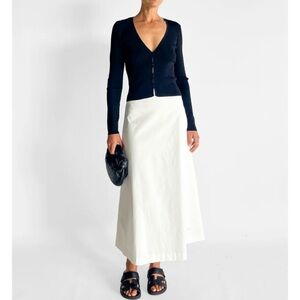 NWT MATTEAU Organic Cotton-Blend Twill Maxi Skirt Off-White | Size 2 (US 4)